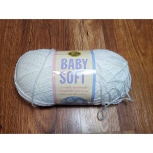 1 Skein Baby Soft Lion Brand White Pompadour Yarn